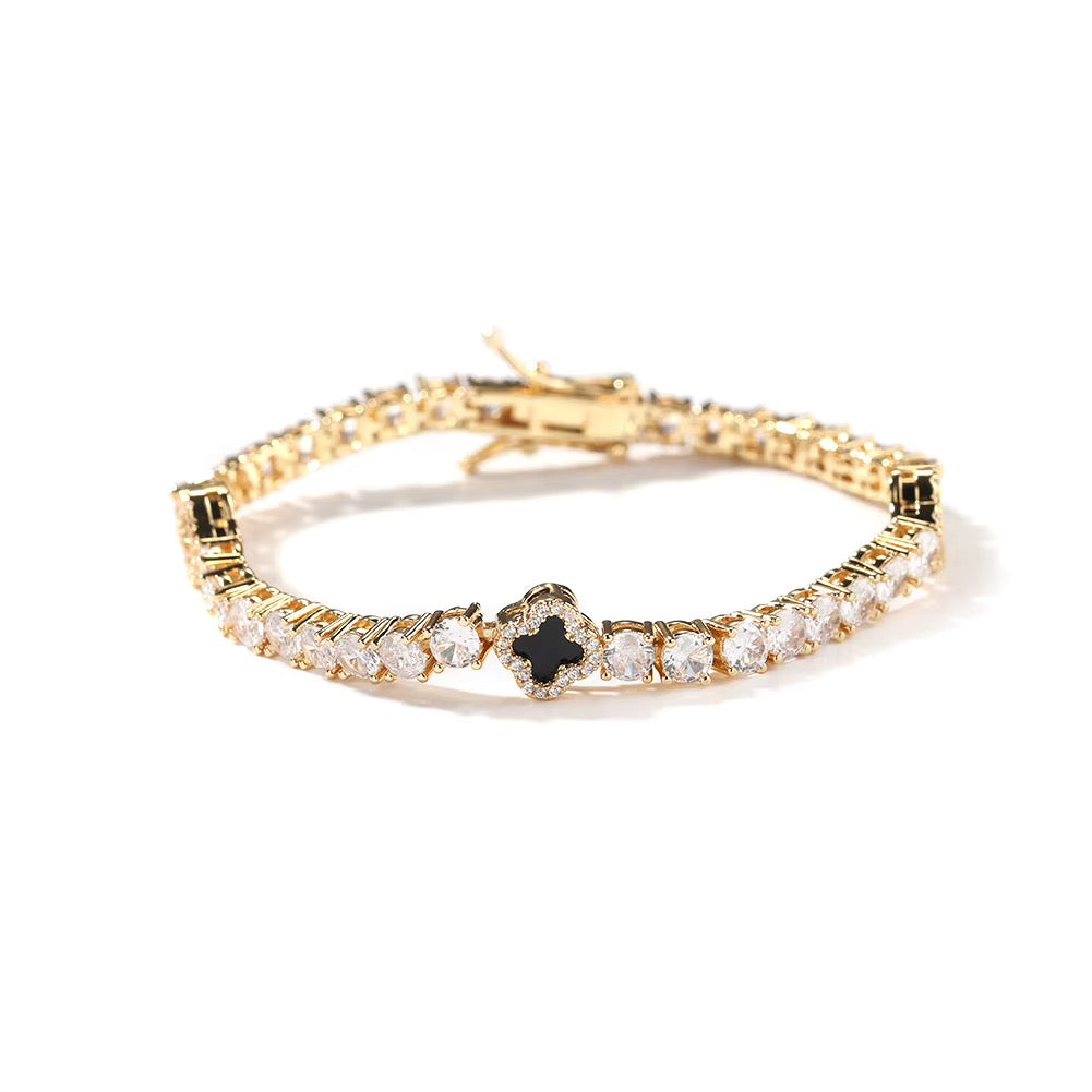 VYNE // MOISSANITE SCHWARZES MOTIV TENNISARMBAND - 925 SILBER - VVS1 4mm