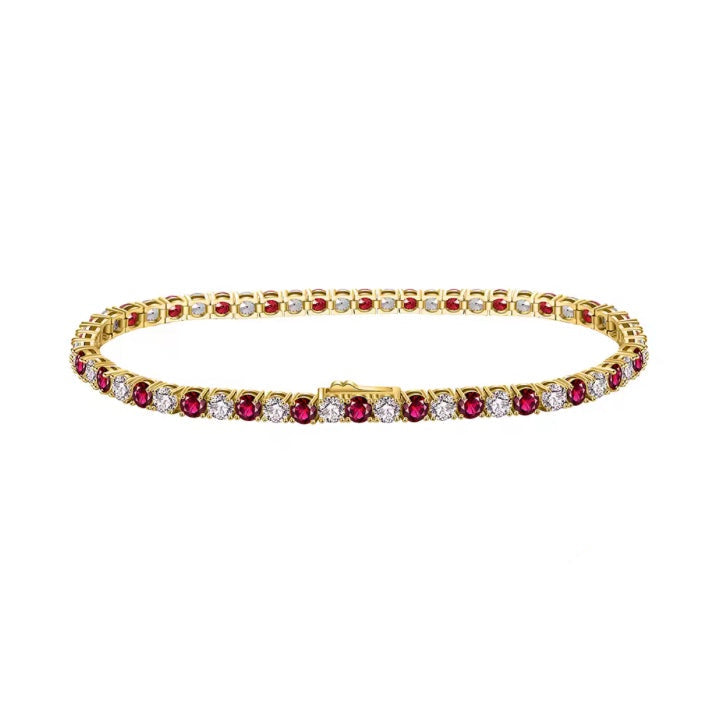 VYNE // ROTES TENNISARMBAND GLD 3mm