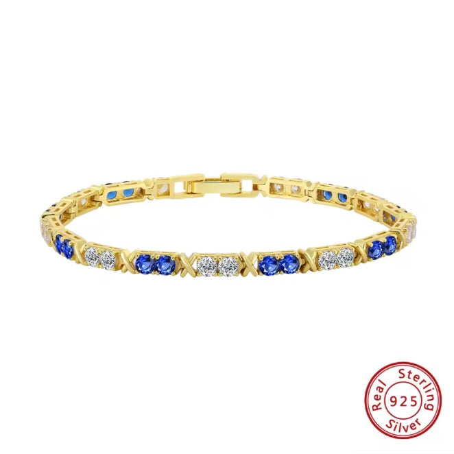 VYNE 3MM BLAUES TENNISARMBAND GLD