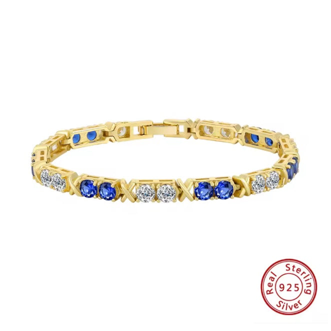 VYNE 4MM BLAUES TENNISARMBAND GLD