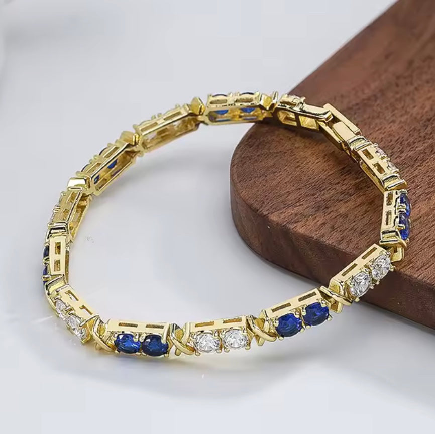 VYNE 3MM BLAUES TENNISARMBAND GLD