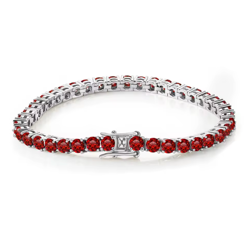 VYNE // EDELSTEINARMBAND SILBER ROT
