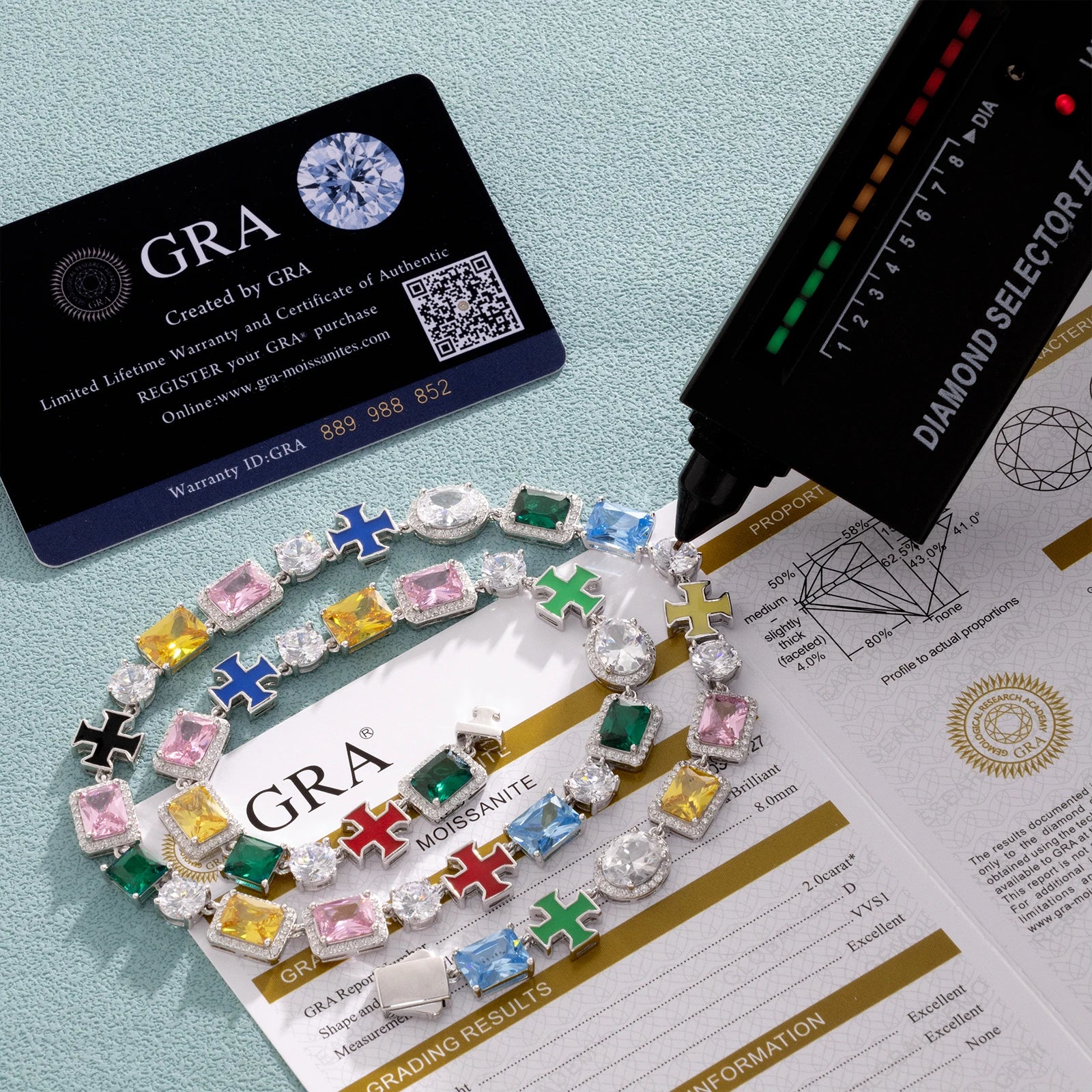 VYNE // ITALIAN SILVER WHITE GOLD GEMSTONE BRACELET