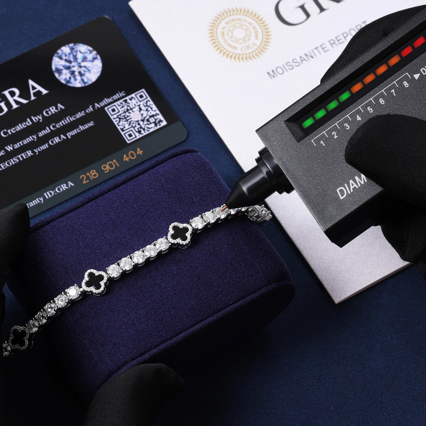 VYNE // MOISSANITE BLACK MOTIF TENNIS BRACELET - 925 SILVER - VVS1 4mm