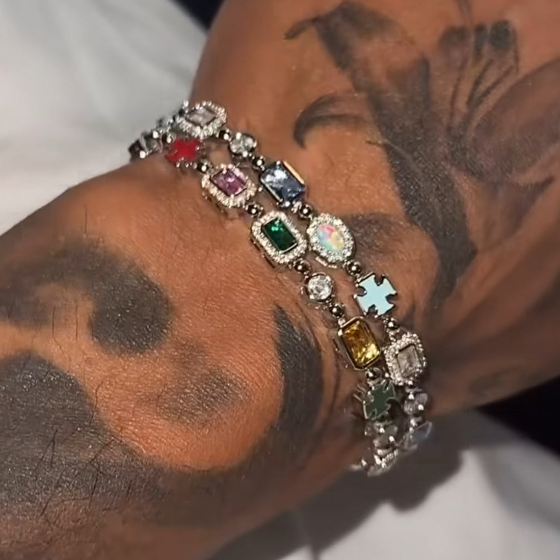 VYNE // ITALIAN SILVER WHITE GOLD GEMSTONE BRACELET