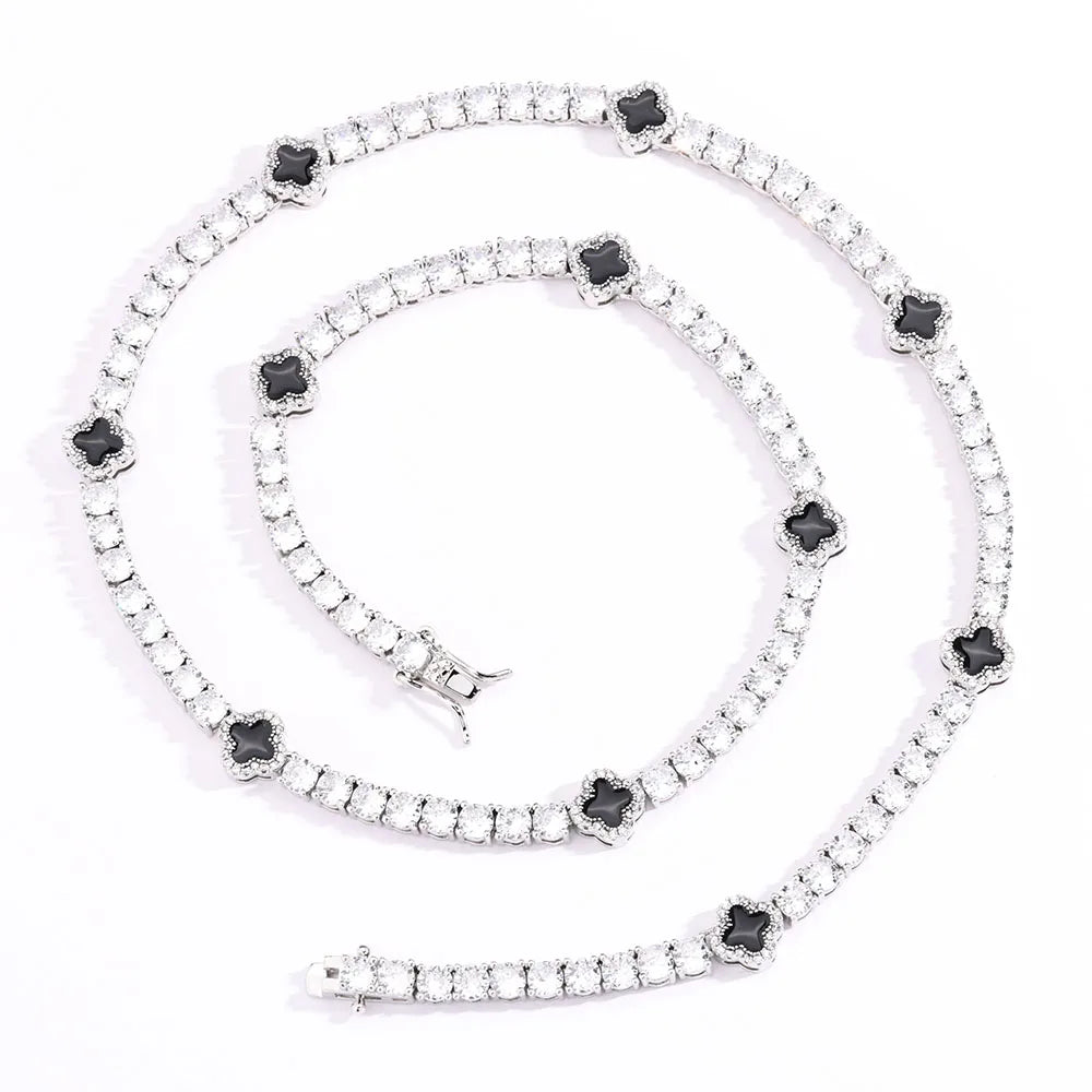 VYNE // BLACK MOTIF TENNIS BRACELET PLATED GLD