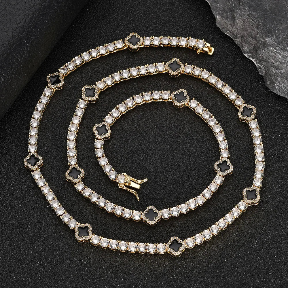 VYNE // BLACK MOTIF TENNIS BRACELET PLATED GLD