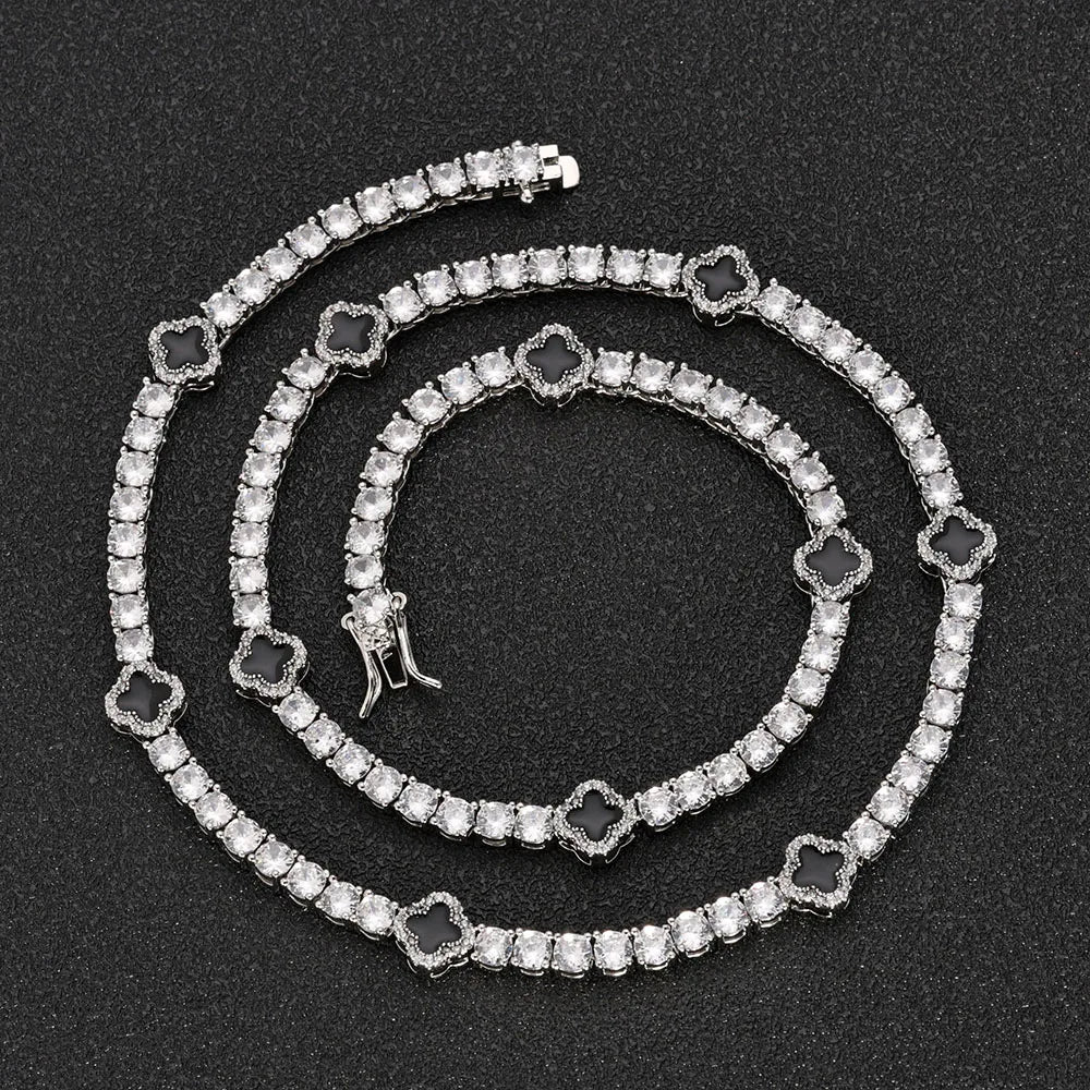 VYNE // BLACK MOTIF TENNIS BRACELET PLATED GLD