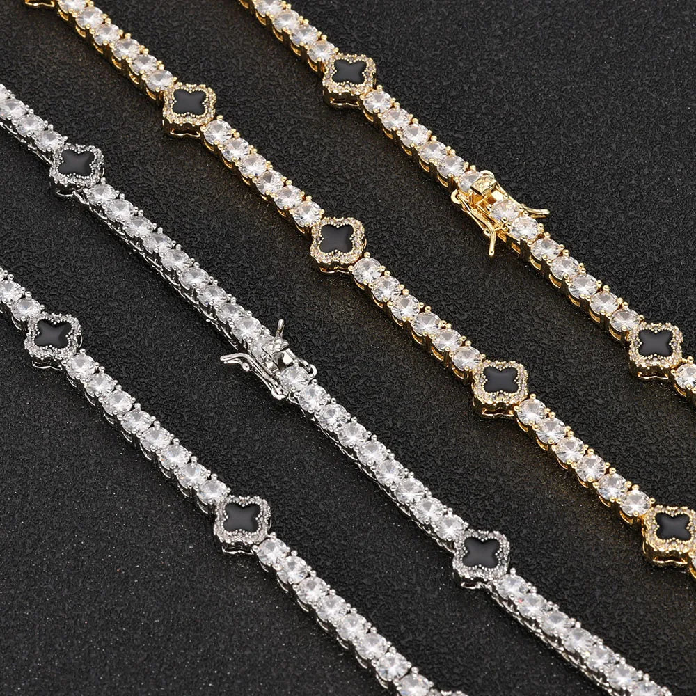 VYNE // BLACK MOTIF TENNIS BRACELET PLATED GLD